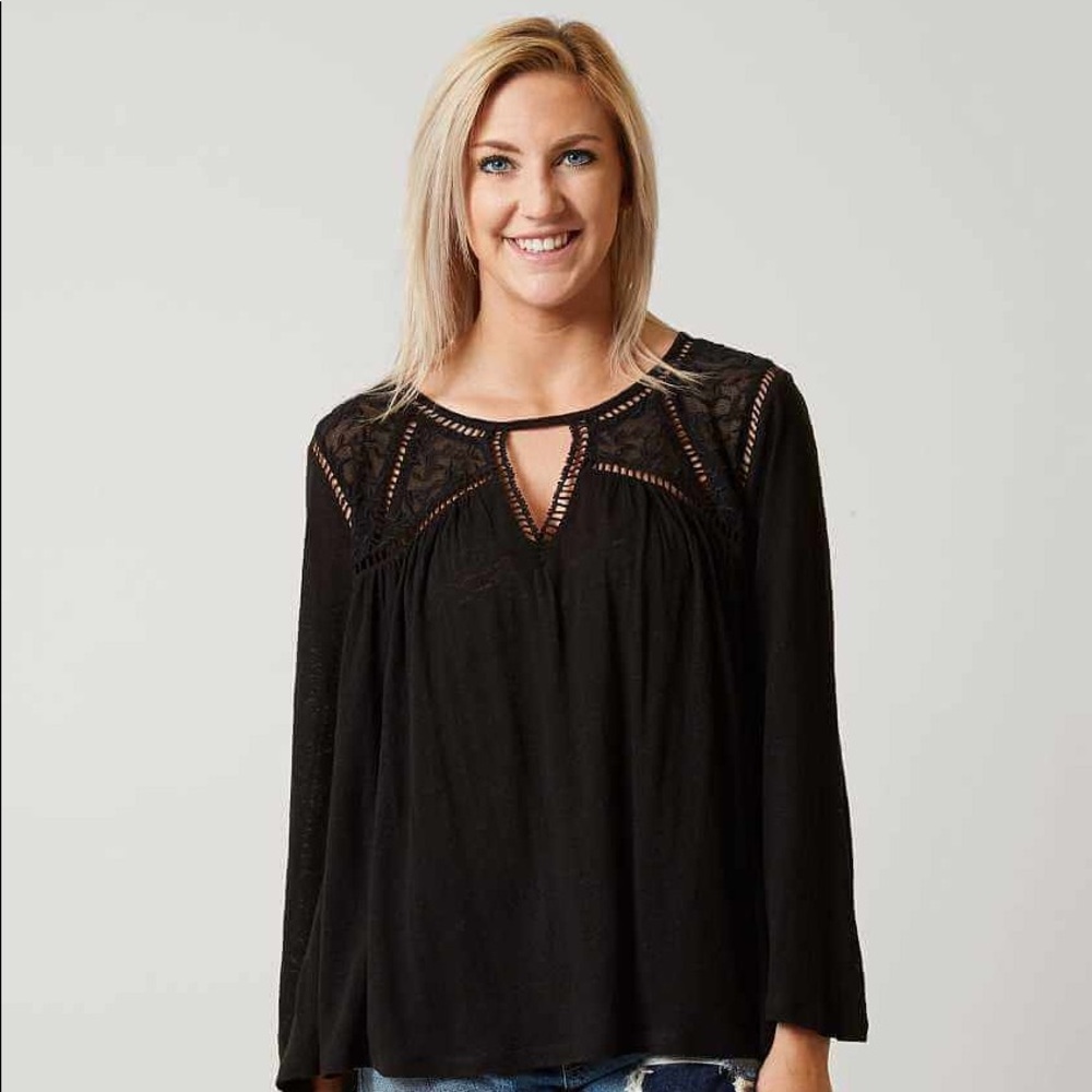 Lucky Brand Black Lace Mix Shirt